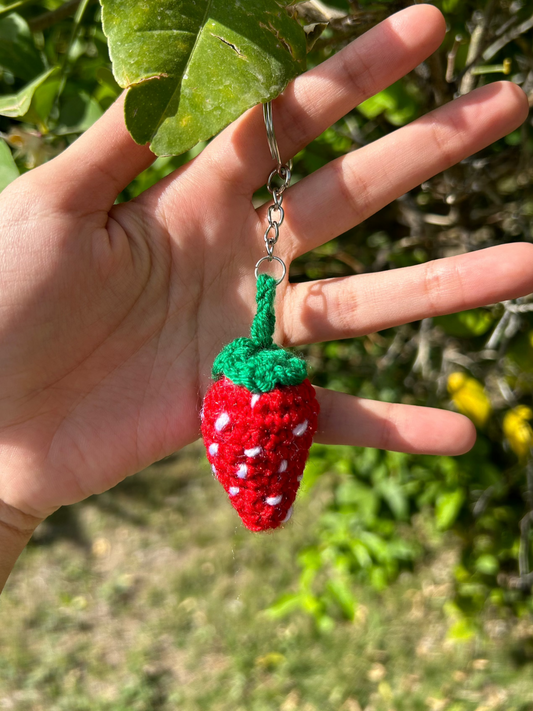 Crochet strawberry charm